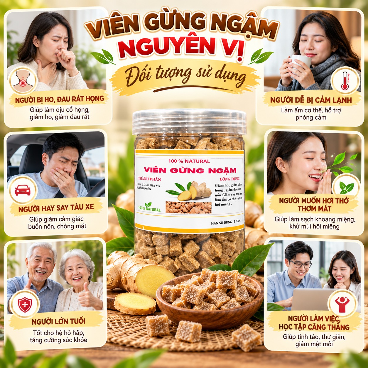 Viên Gừng Ngâm Nguyên Vị 350gr