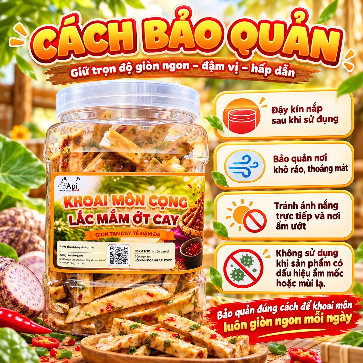 Khoai Môn Cọng Sấy Mắm Ớt Cay 500gr
