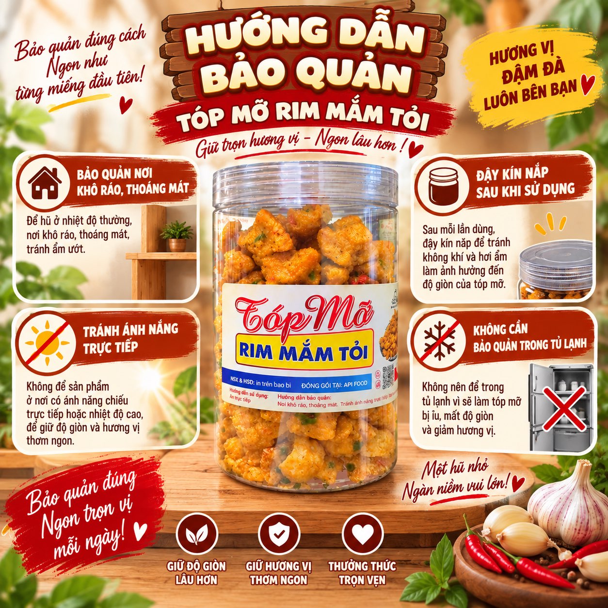 Tóp Mỡ Rim Mắm Tỏi 250gr - Giòn Rùm Rụm Ăn Là Ghiền