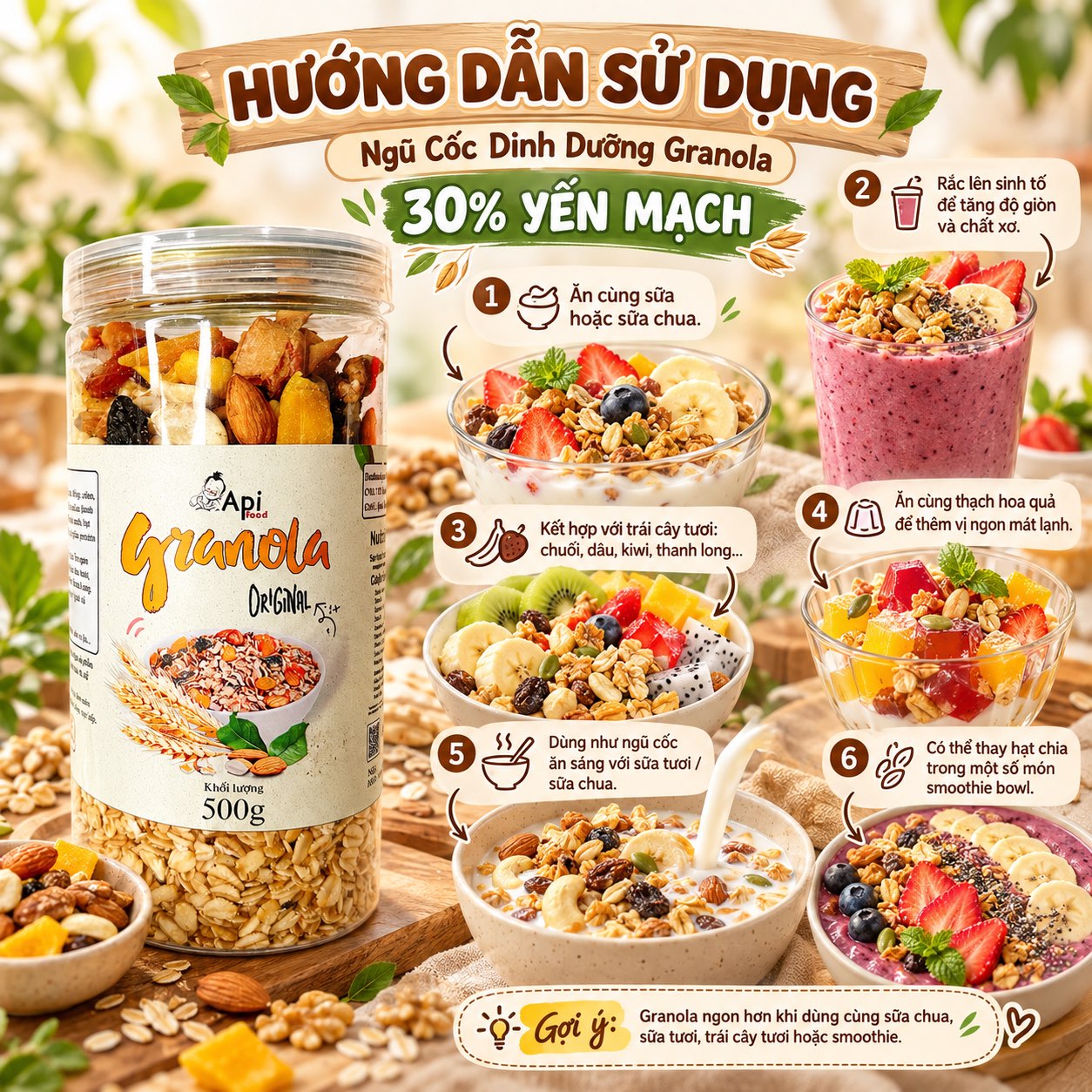 Ngũ Cốc Dinh Dưỡng Ăn Liền Granola 30% Yến Mạch