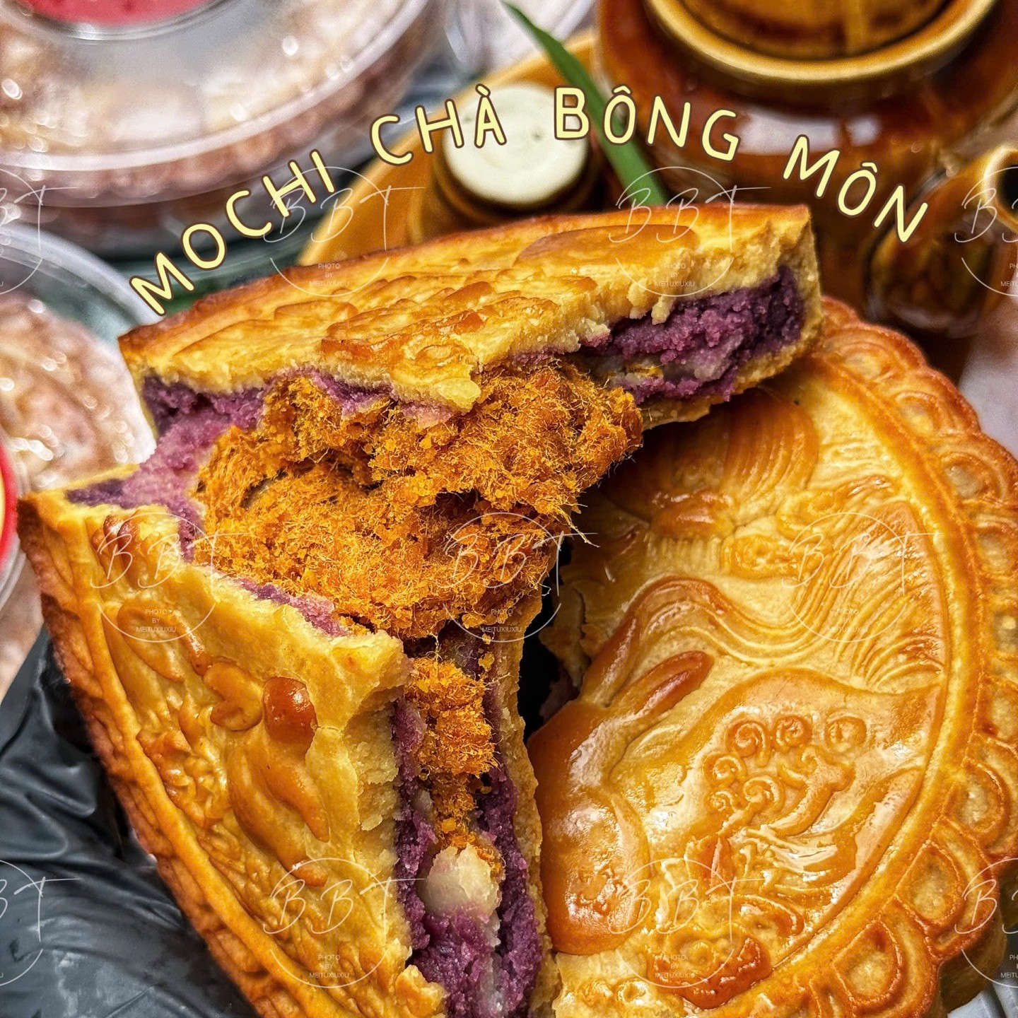 Bánh Trung Thu Nướng Mochi Khoai Môn Chà Bông 500gr