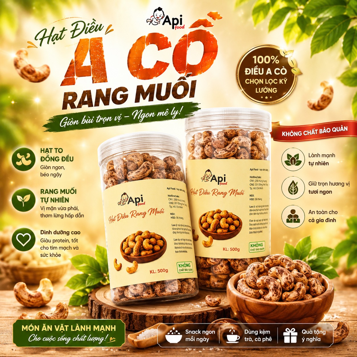 Hạt Điều A Cồ Muối Rang Củi Bình Phước - Đặc Sản Tây Nguyên