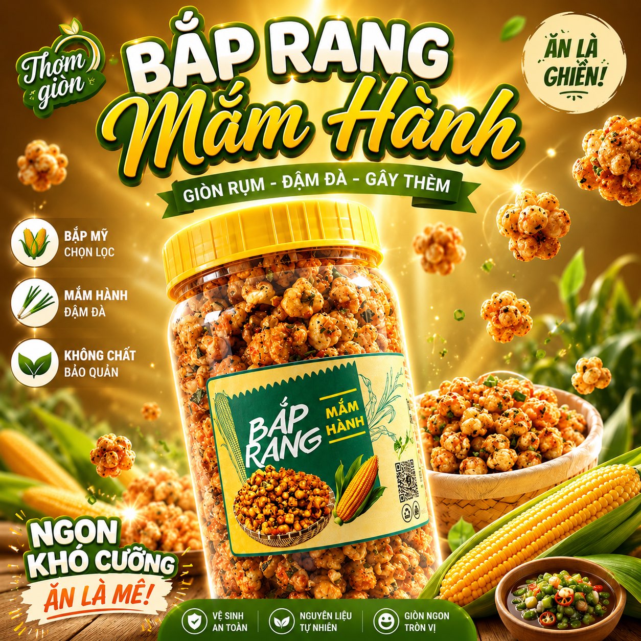 Bắp Rang Mắm Hành – Ăn Là Ghiền, Giòn Tan Từng Hạt