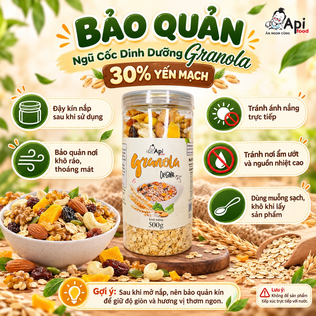 Ngũ Cốc Dinh Dưỡng Ăn Liền Granola 30% Yến Mạch