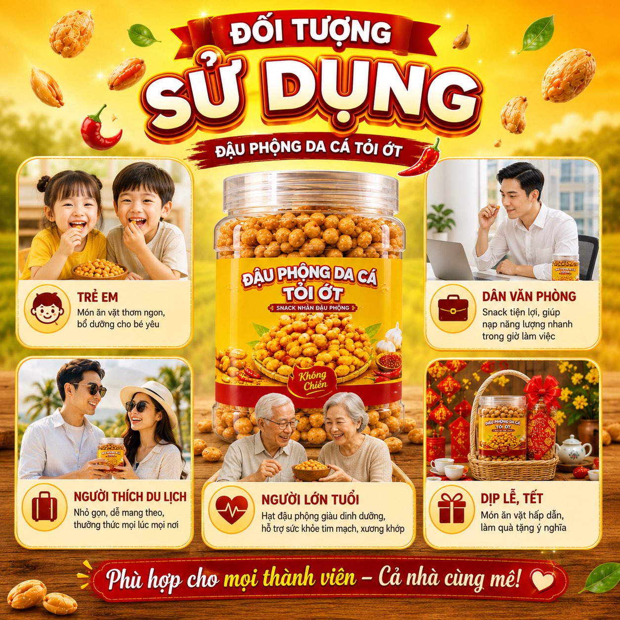 Đậu Phộng Da Cá Tỏi Ớt 500gr - Giòn Rụm Thơm Ngon