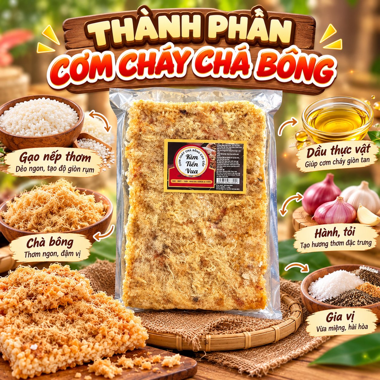 Cơm Cháy Chà Bông Kim Tiến Vua - Giòn Rụm, Đậm Vị, Ngon Khó Cưỡng