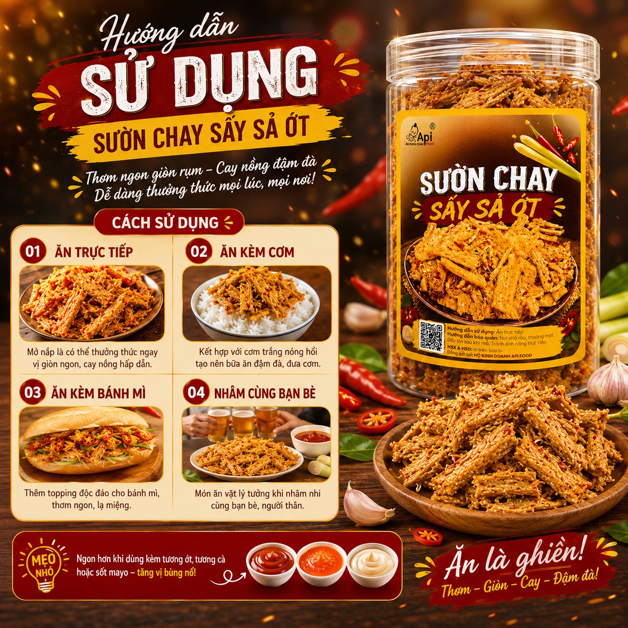 Sườn Chay Sấy Sả Ớt 200gr - Giòn Rụm, Thơm Sả, Cay Nhẹ Đậm Đà