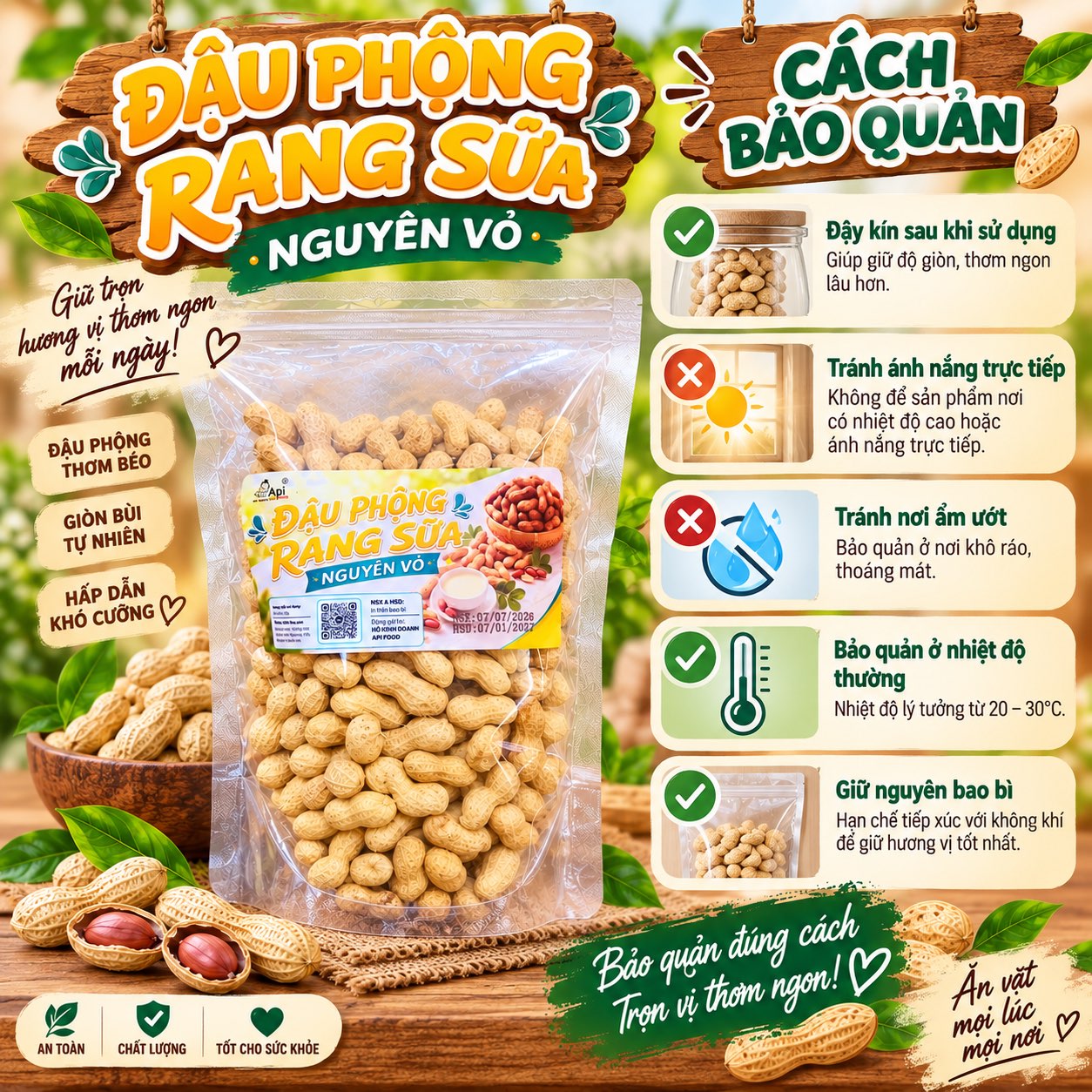 Đậu Phộng Sấy Vị Sữa Nguyên Vỏ 450gr