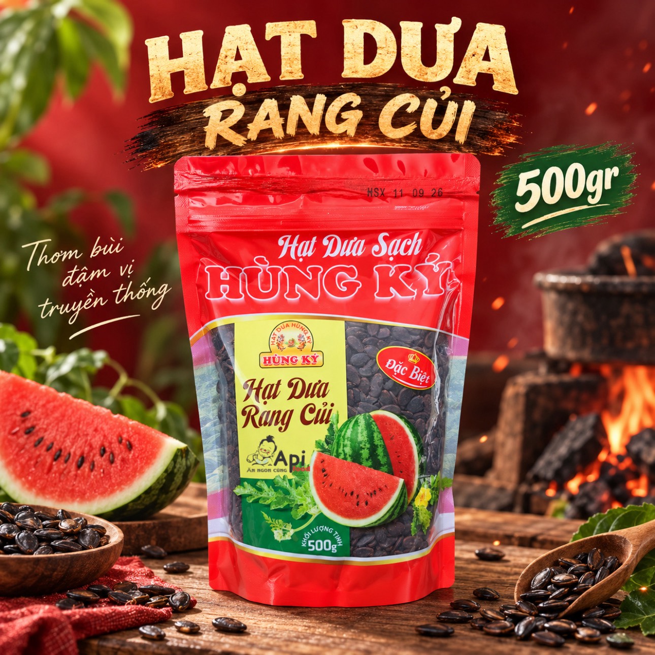 Hạt Dưa Rang Củi Hùng Ký 500gr ( Loại Đặc Biệt )