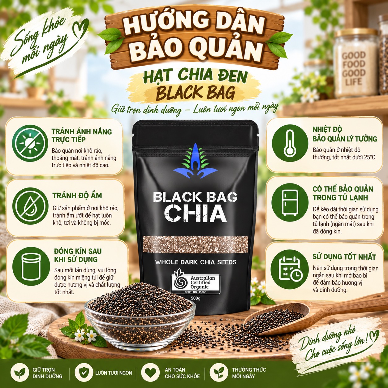 Hạt Chia Đen Hữu Cơ Black Bag 500gr