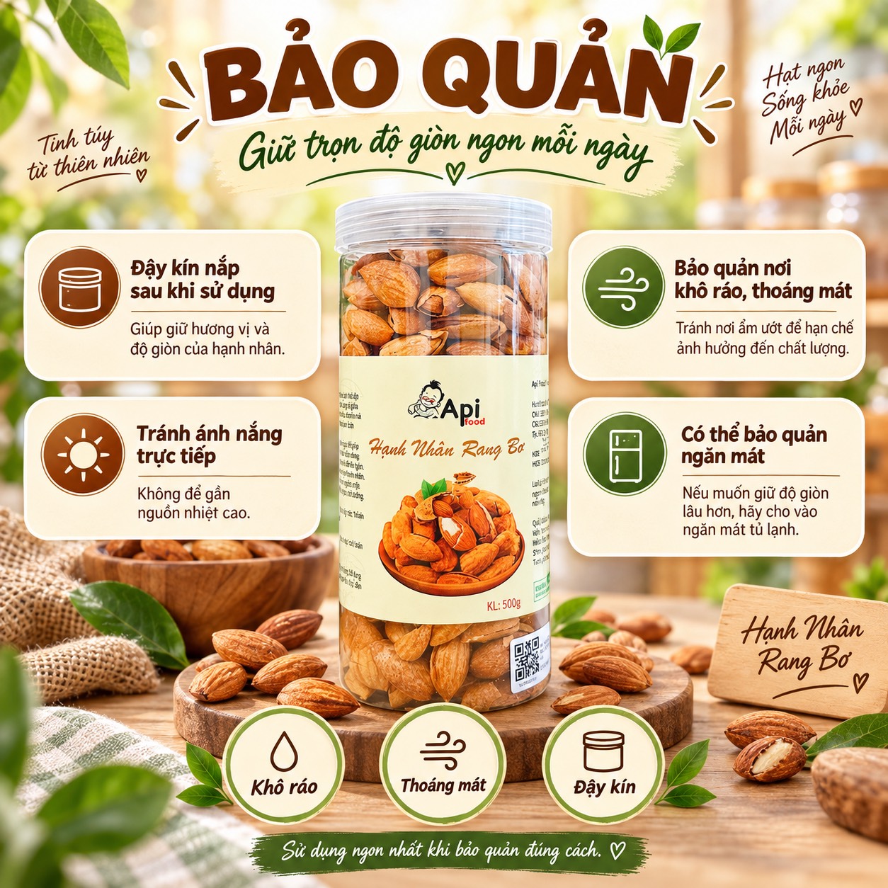 Hạt Hạnh Nhân Rang Bơ Vỏ Mỏng - Giòn Bùi, Thơm Béo, Ăn Là Cuốn