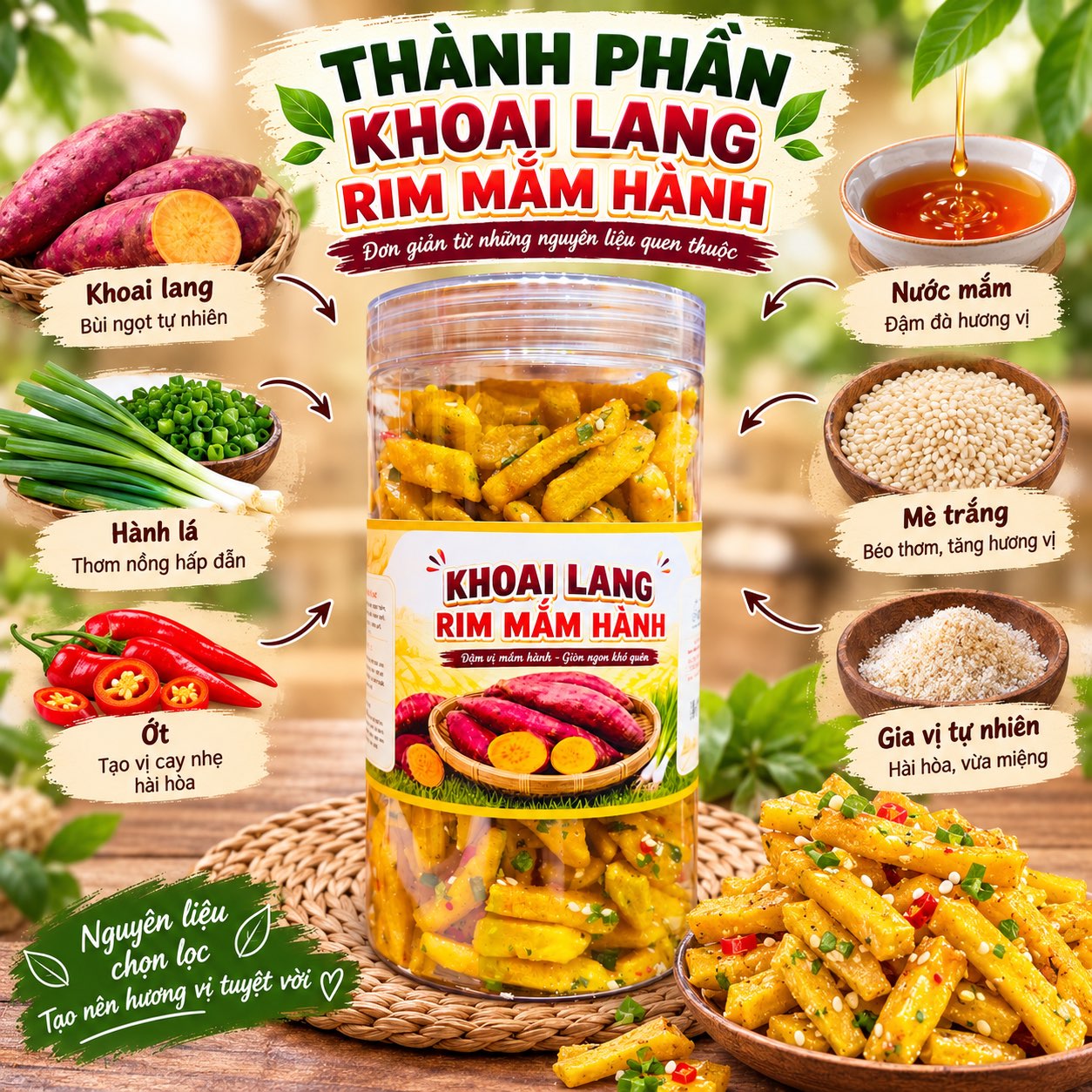 Khoai Lang Que Vàng Sốt Mắm Hành 350gr