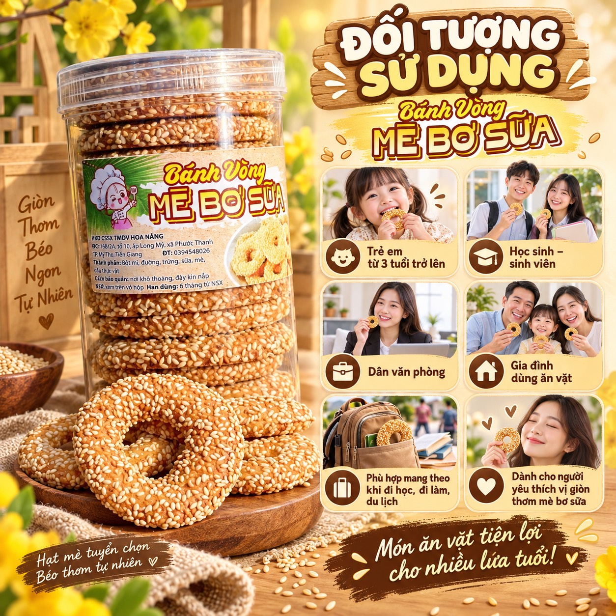 Bánh Vòng Mè Bơ Sữa - Giòn Rụm, Thơm Béo, Càng Ăn Càng Ghiền