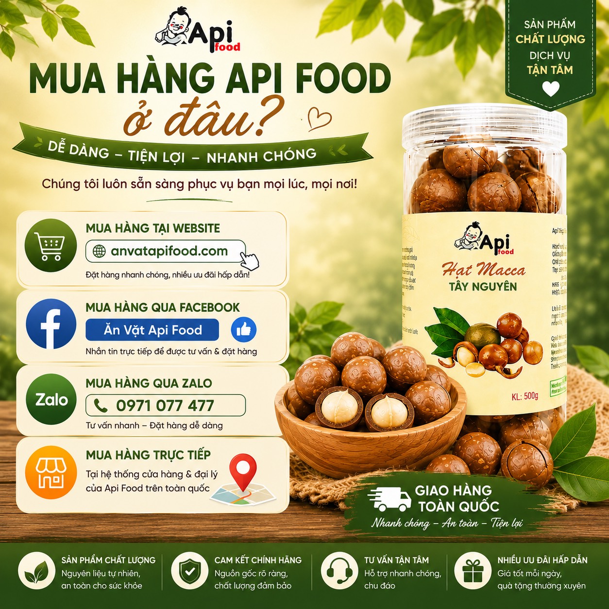 Hạt Macca Nứt Vỏ Organic Api Food - Đặc Sản Tây Nguyên [KÈM ĐỒ TÁCH VỎ]