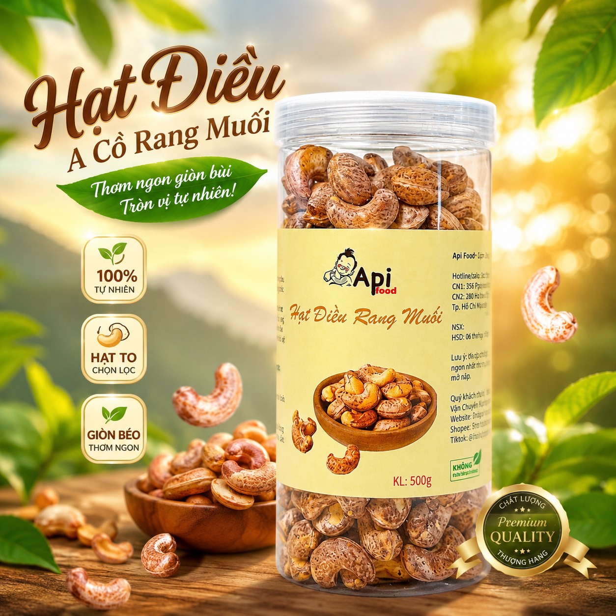 Hạt Điều A Cồ Muối Rang Củi Bình Phước - Đặc Sản Tây Nguyên