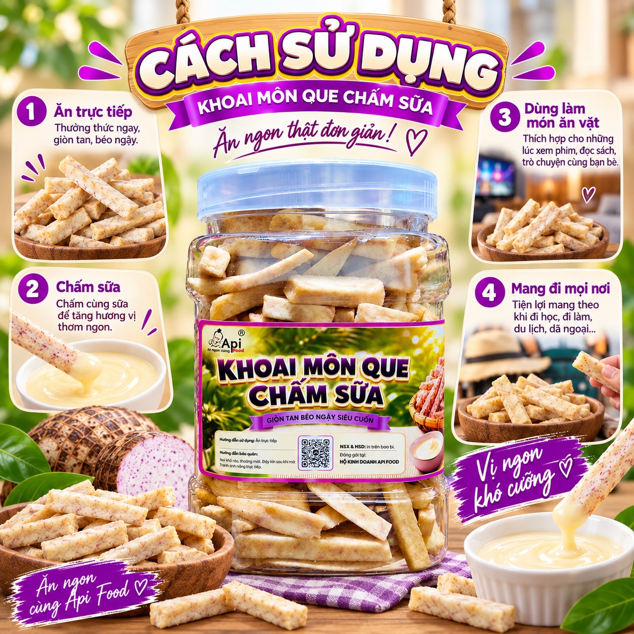 Khoai Môn Que Chấm Sữa - Giòn Tan, Béo Ngậy Càng Ăn Càng Ghiền