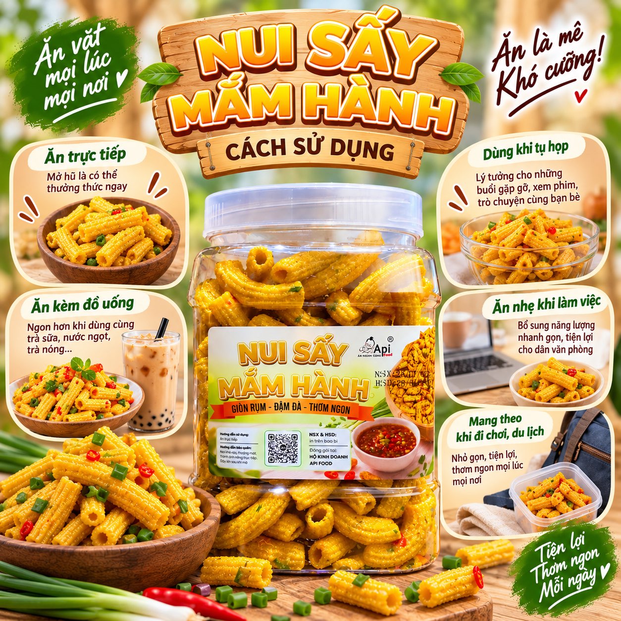 Nui Giòn Sấy Mắm Hành 400gr