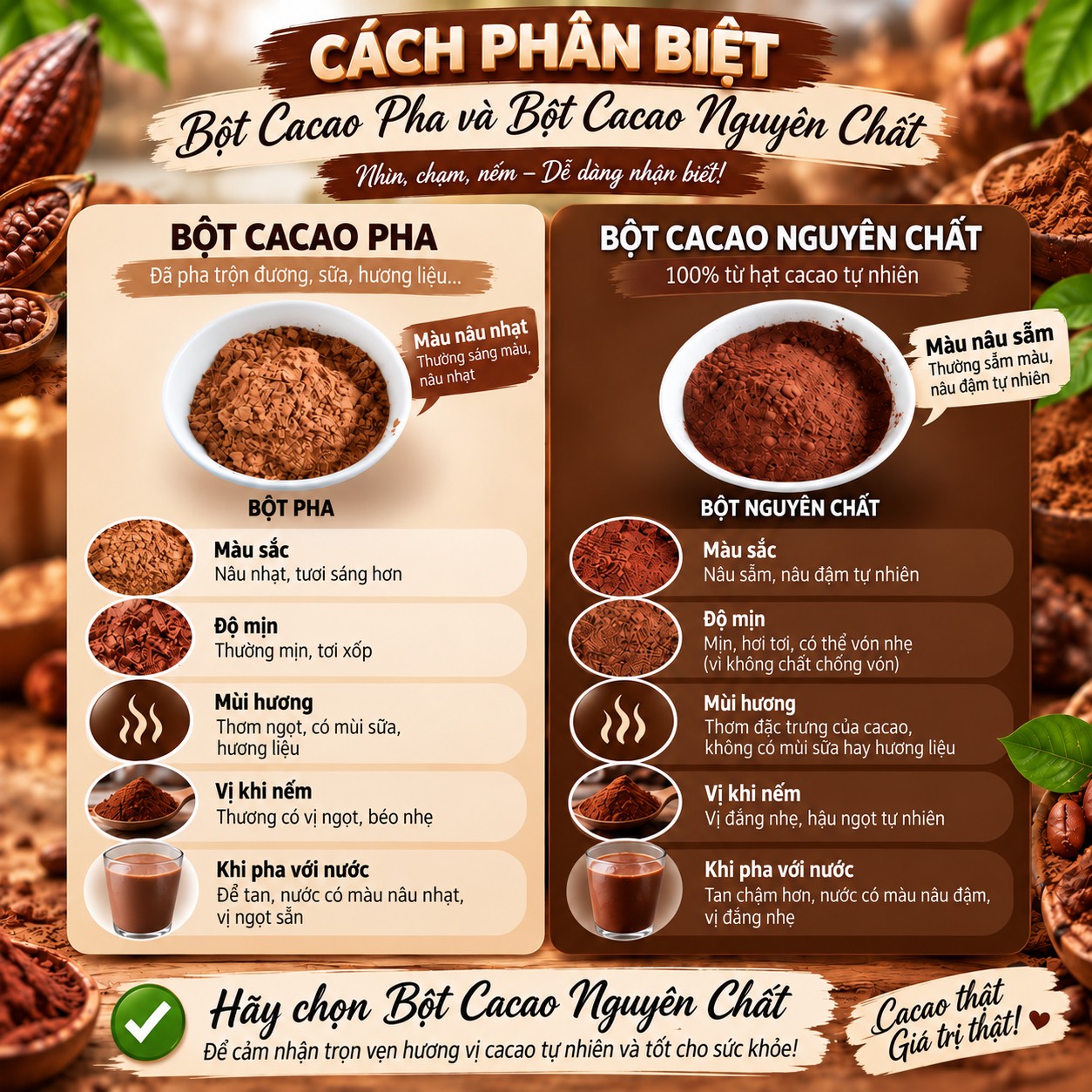 Bột Cacao Nguyên Chất 100% Không Pha Bột - Đặc Sản Tây Nguyên - Hỗ Trợ Đẹp Da, Giữ Dáng