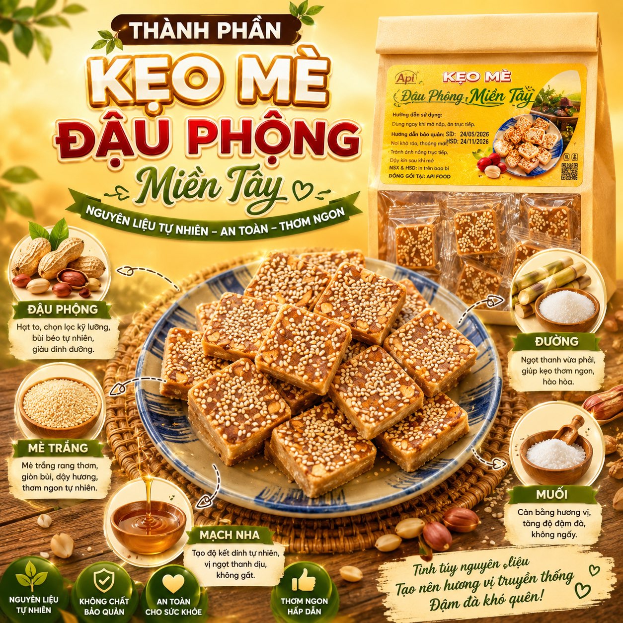 Kẹo Mè Xửng Đậu Phộng Miền Tây 500gr