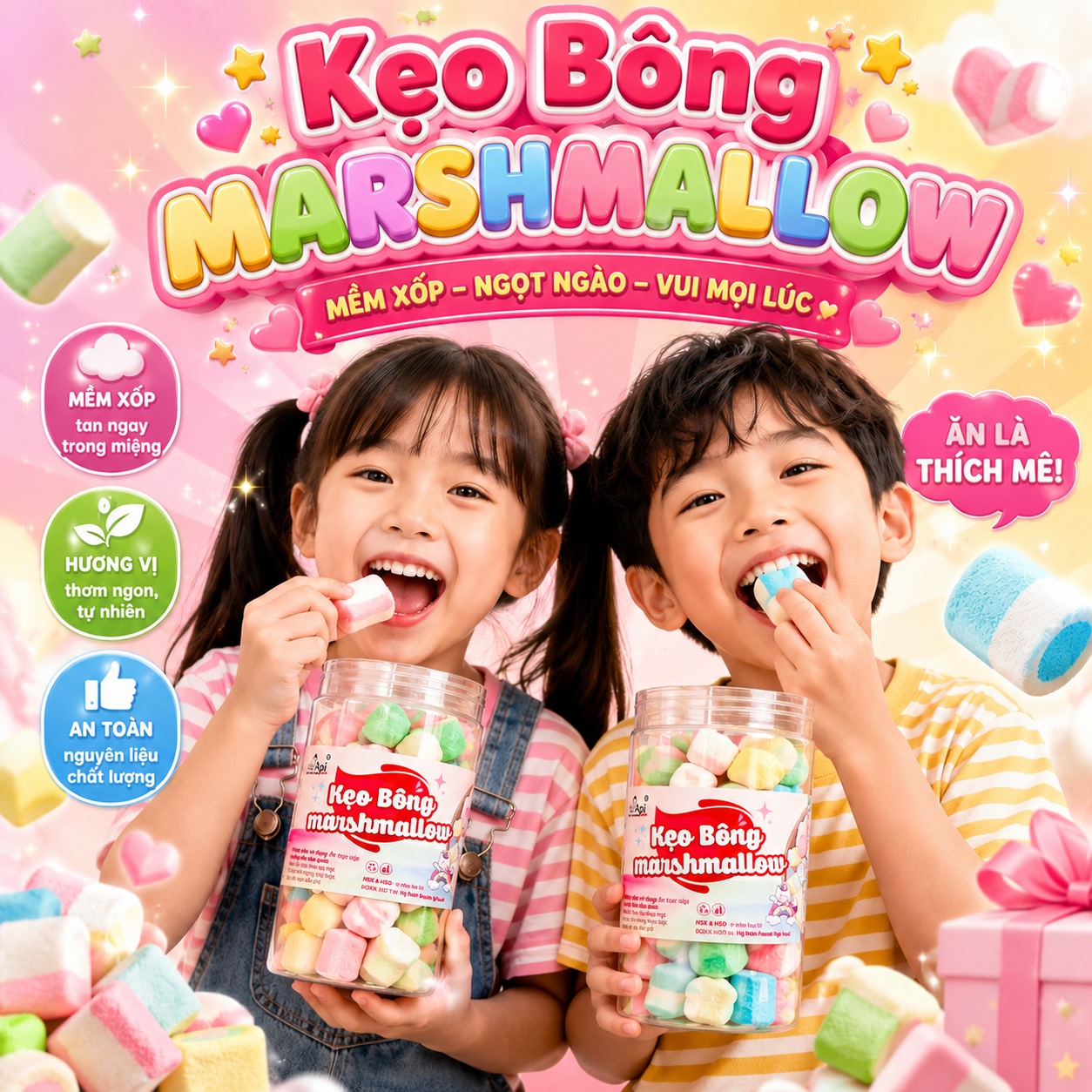 Kẹo Bông Marshmallow 280gr – Món Ăn Vặt Hot Trend Cho Mọi Lứa Tuổi