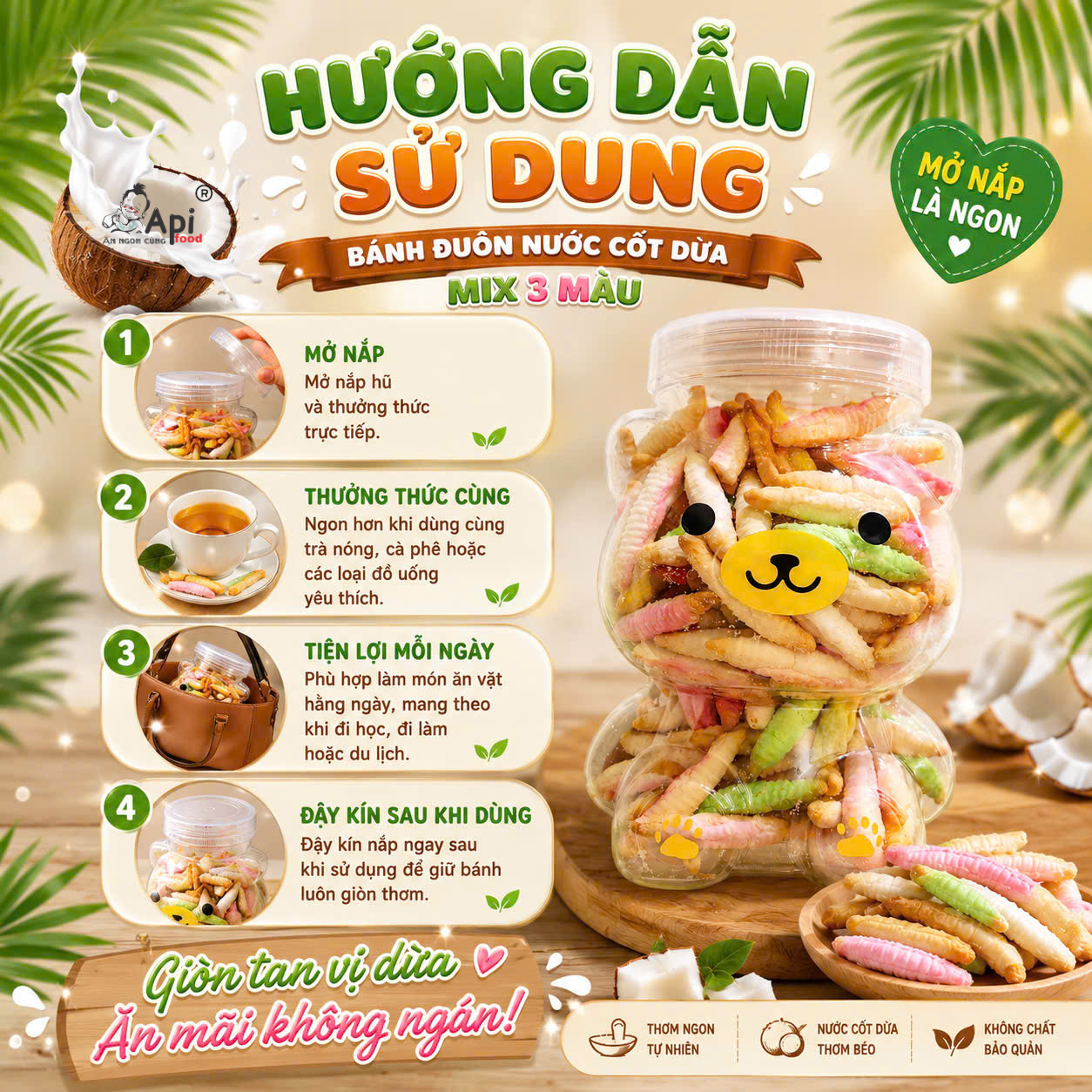 Bánh Đuôn Cốt Dừa Sầu Riêng Mix 3 Màu 350gr
