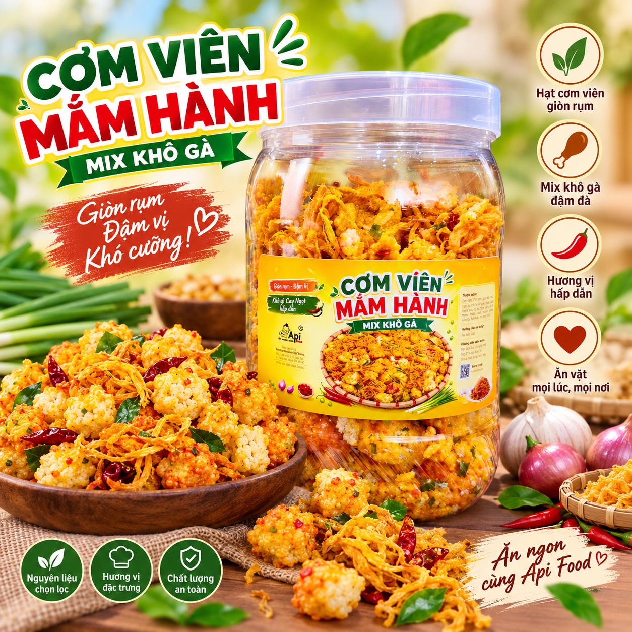 Cơm Viên Mắm Hành Mix Khô Gà 400gr