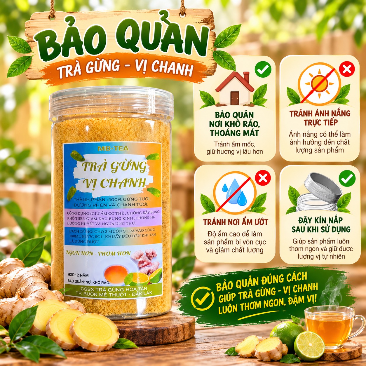 Trà Gừng Hoà Tan Vị Chanh 500gr
