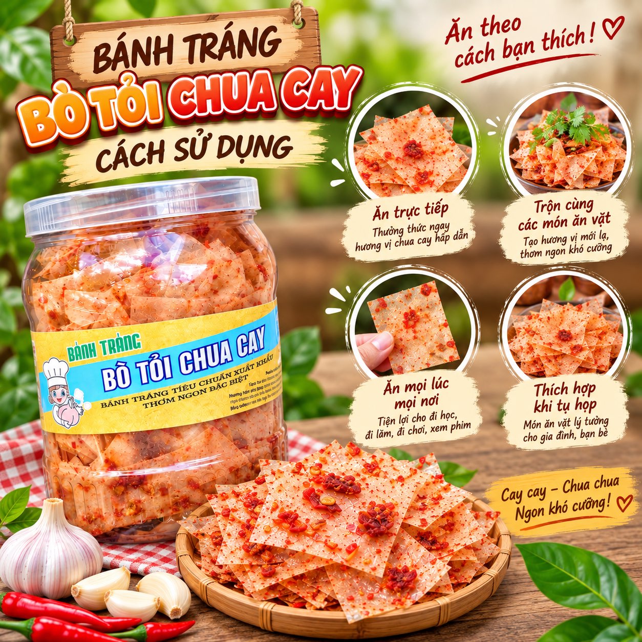 Bánh Tráng Tỏi Bò Chua Cay Ngon Khó Cưỡng