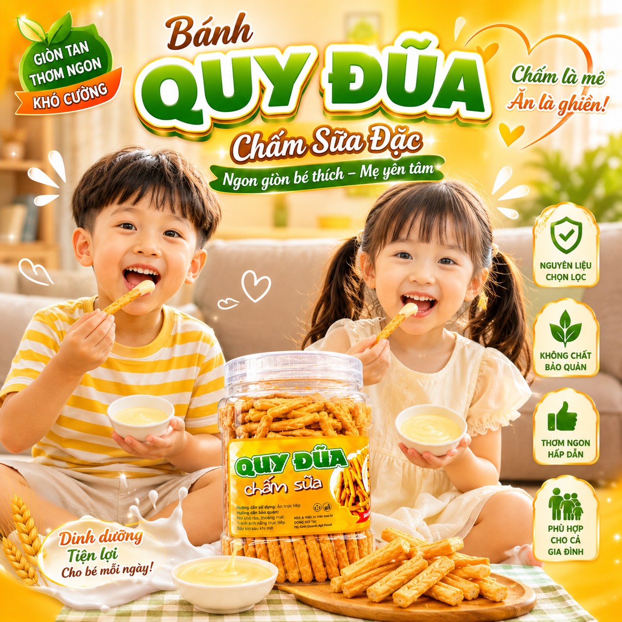 Bánh Quy Đũa Chấm Sữa Giòn Tan – Thơm Béo Hấp Dẫn