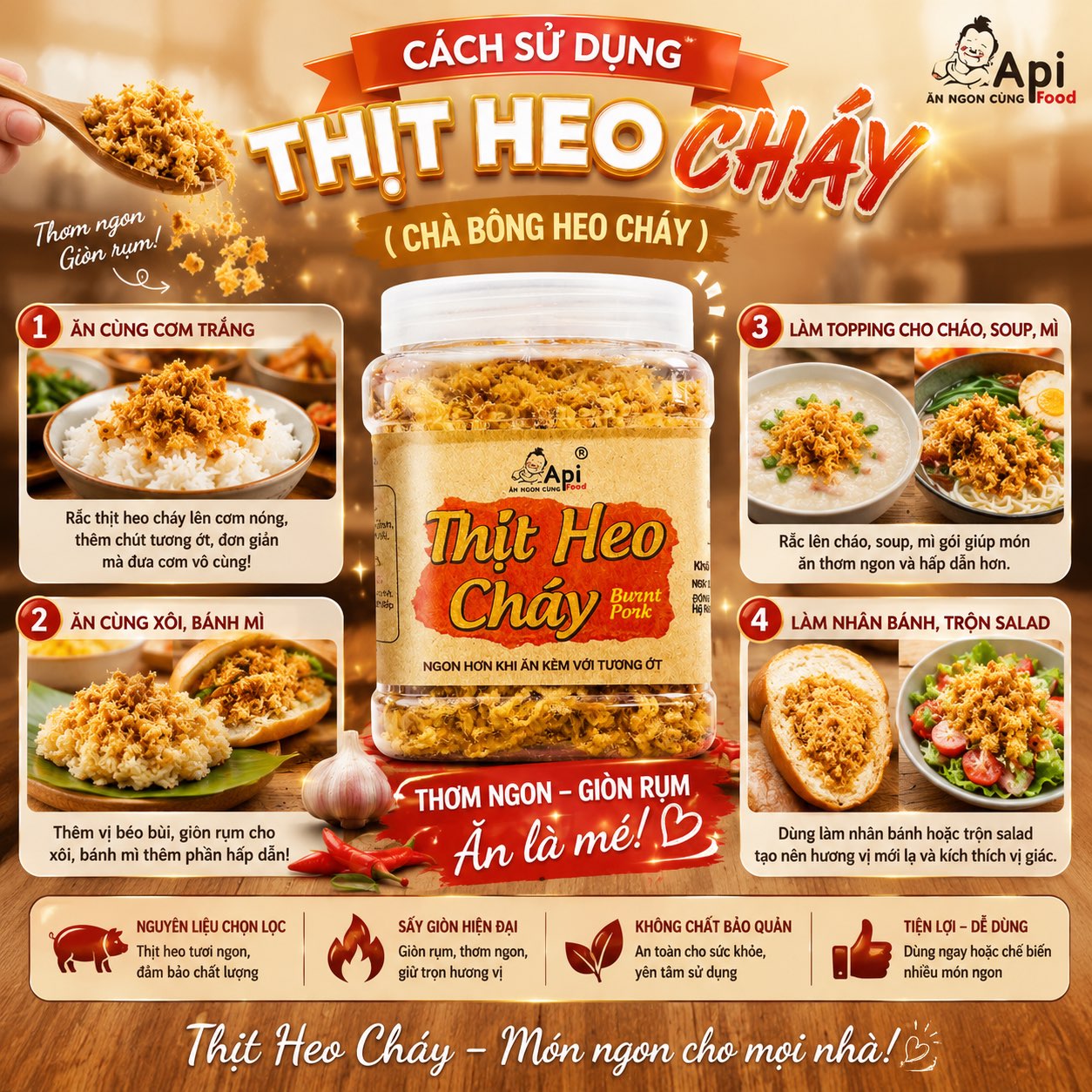 Chà Bông Heo Cháy Ngon Khó Cưỡng 300gr - Thơm Lừng, Mặn Mà, Ăn Là Ghiền