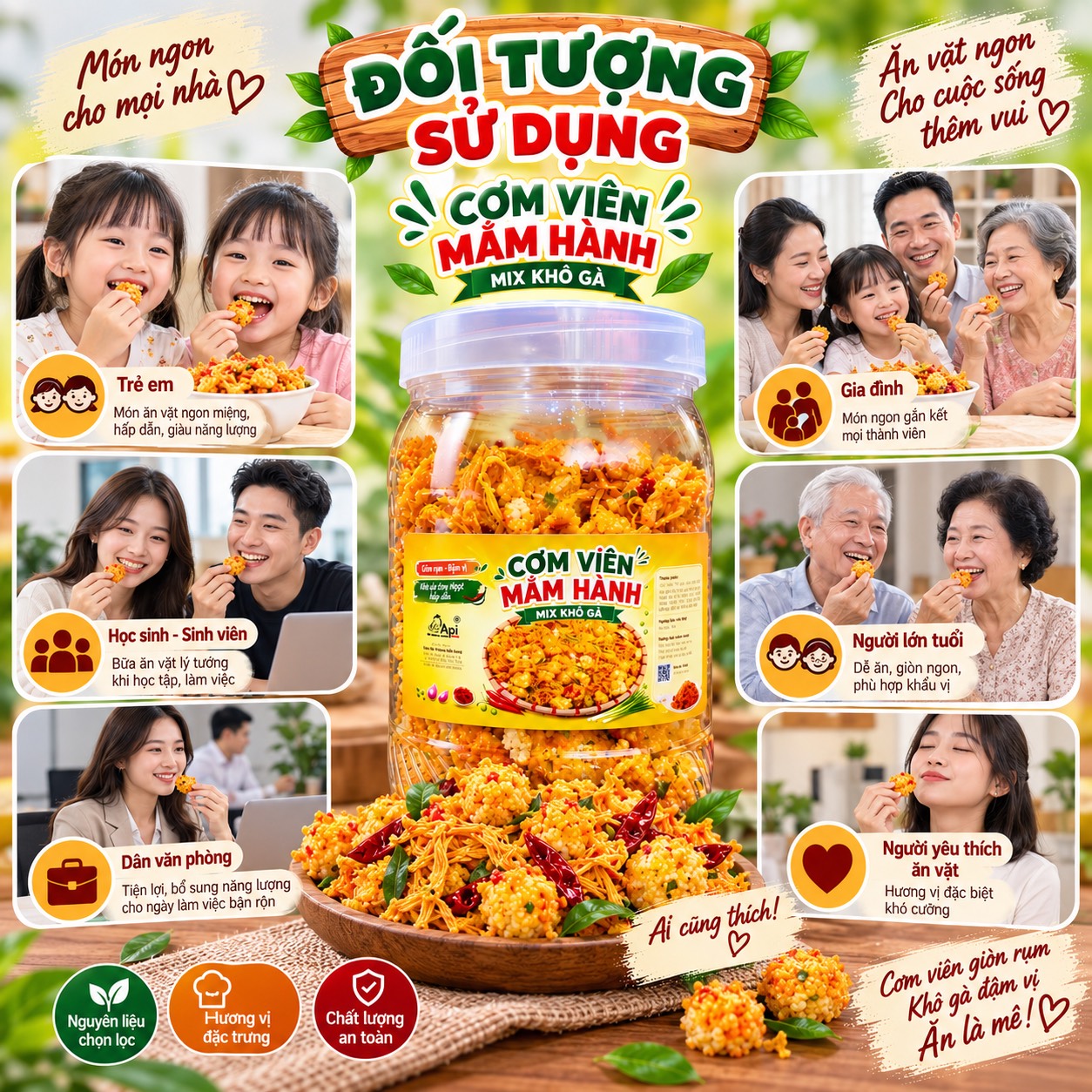 Cơm Viên Mắm Hành Mix Khô Gà 400gr