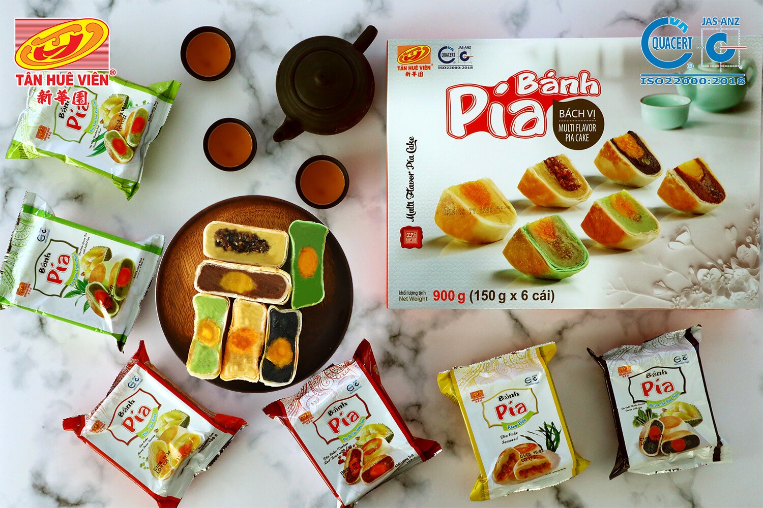 Bánh Pía Bách Vị Tân Huê Viên 900gr - Hộp 6 Cái (Kèm Túi Xách Sang Trọng)