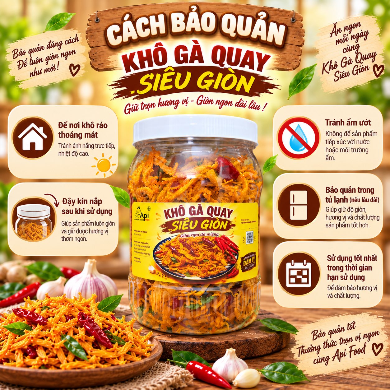 Khô Gà Quay Lá Chanh Siêu Giòn Siêu Ngon 500gr