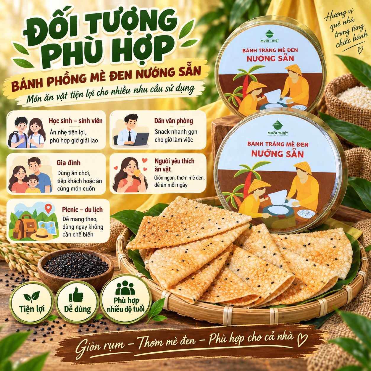 Bánh Phồng Mè Đen Nướng Sẵn ( Hộp 10 Cái )