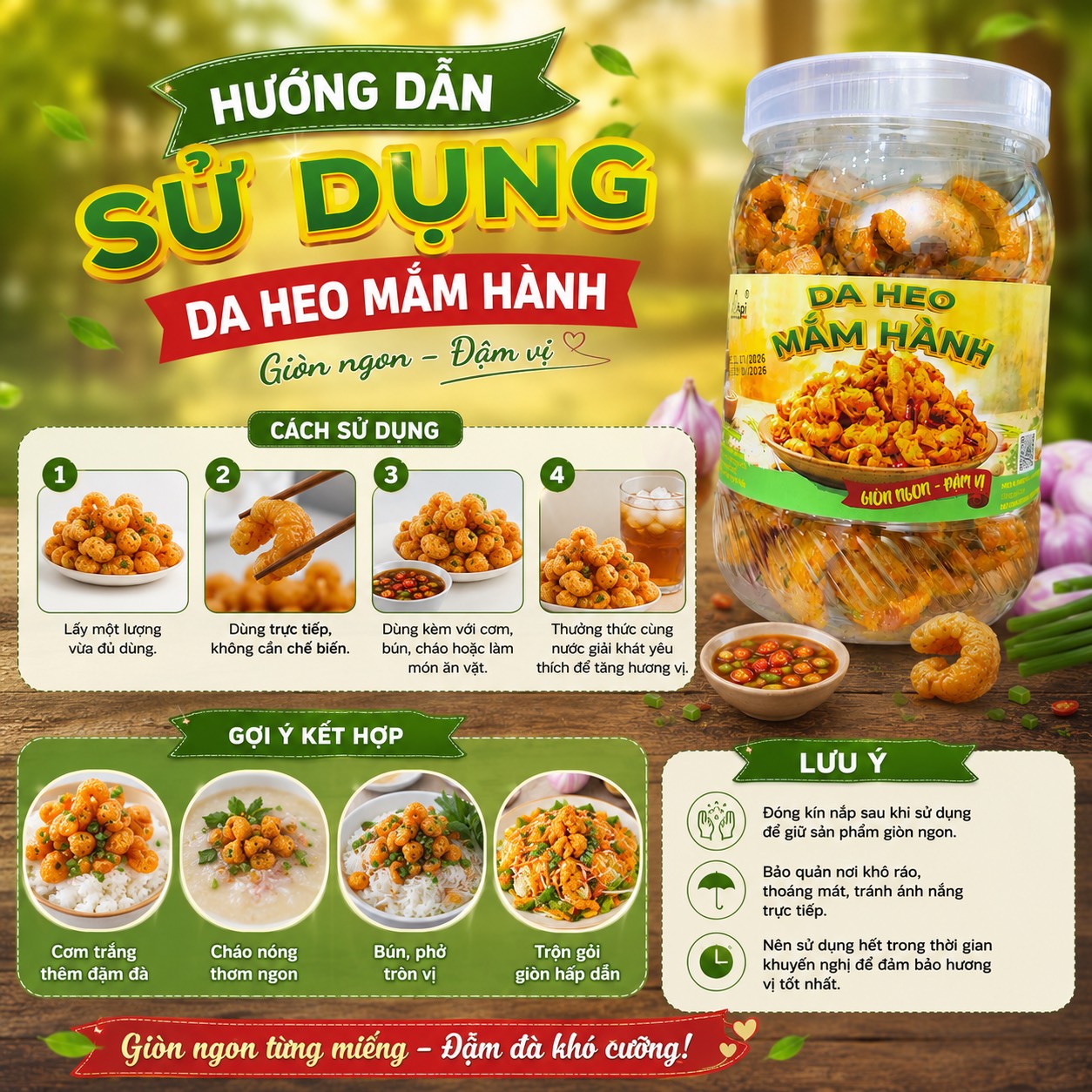 Da Heo Lắc Mắm Hành Giòn Rụm 250gr