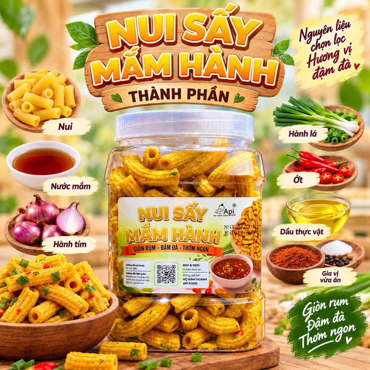 Nui Giòn Sấy Mắm Hành 400gr