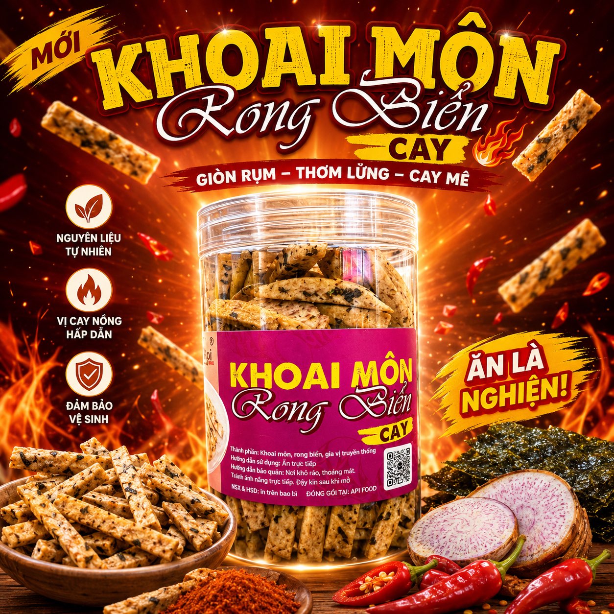 Khoai Môn Cọng Sấy Rong Biển Cay - Bùi Béo Giòn Tan Mê Ly