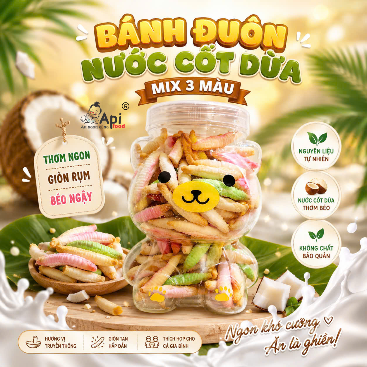 Bánh Đuôn Cốt Dừa Sầu Riêng Mix 3 Màu 350gr