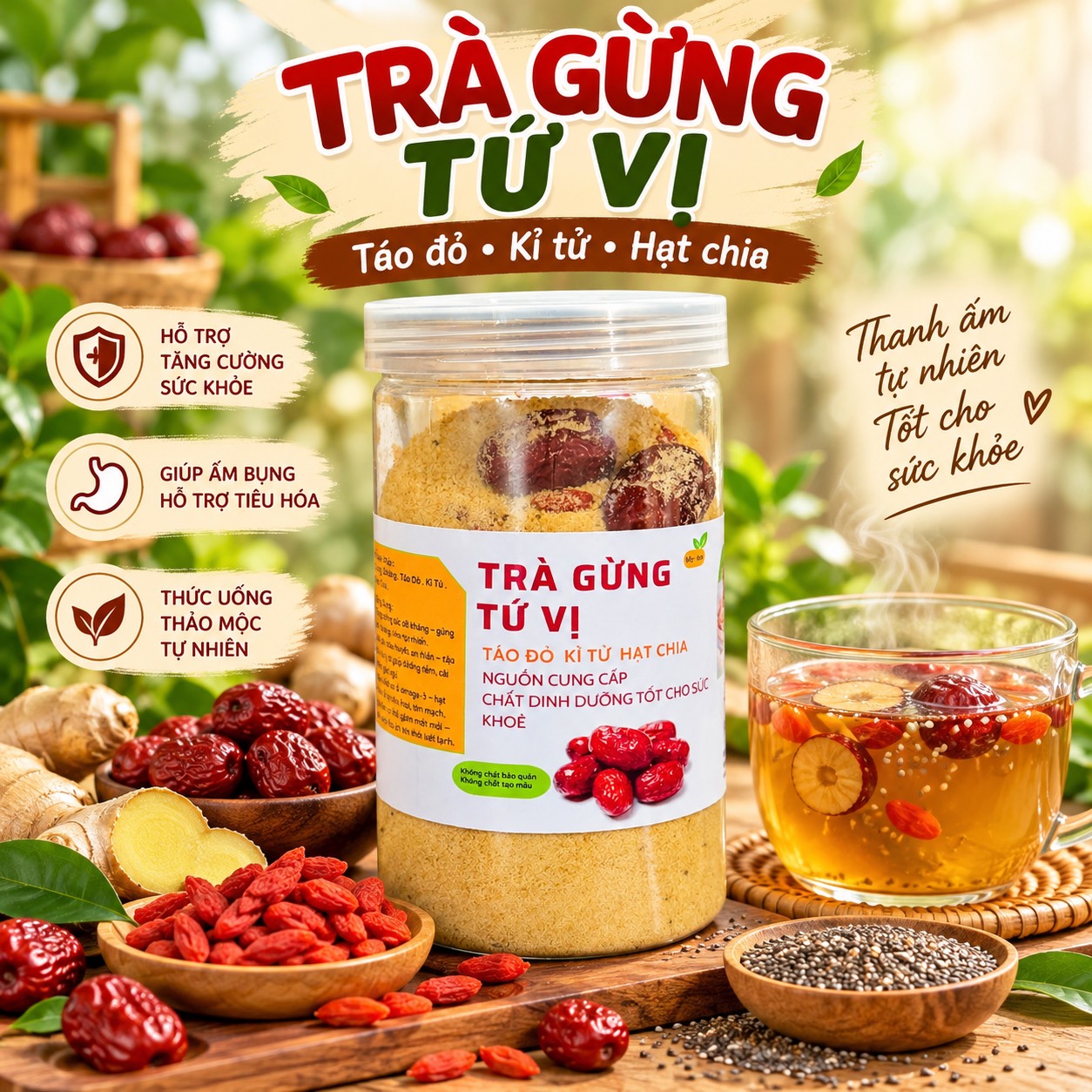 Trà Gừng Hoà Tan Tứ Vị 500gr