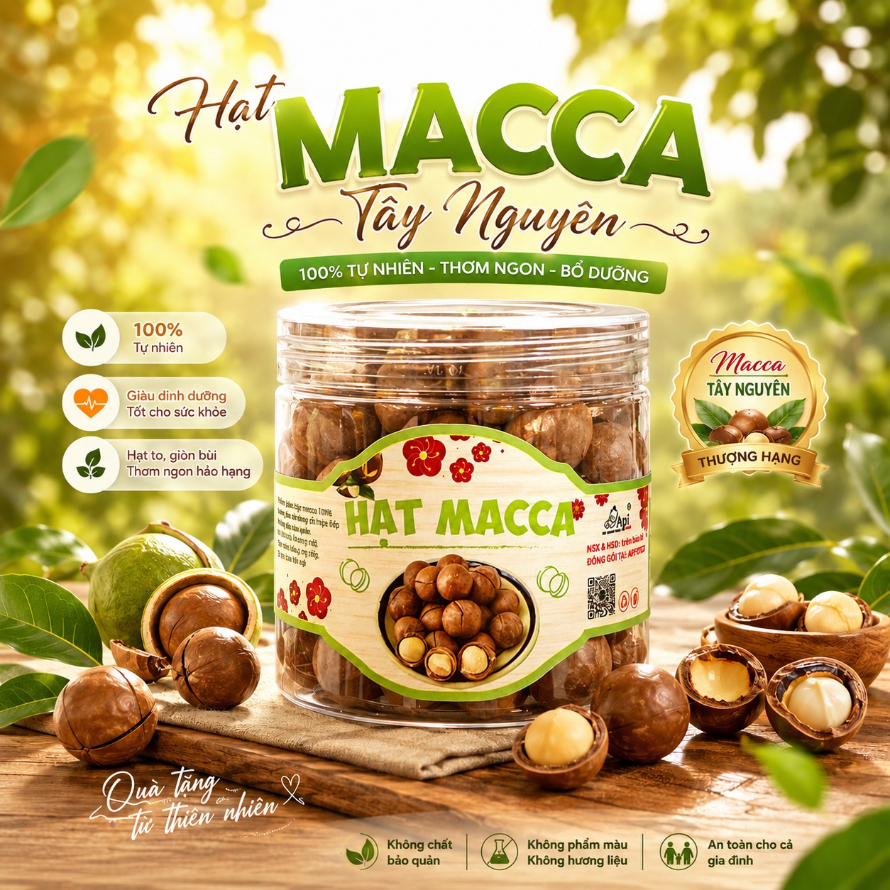 Hạt Macca Nứt Vỏ Organic Api Food - Đặc Sản Tây Nguyên [KÈM ĐỒ TÁCH VỎ]
