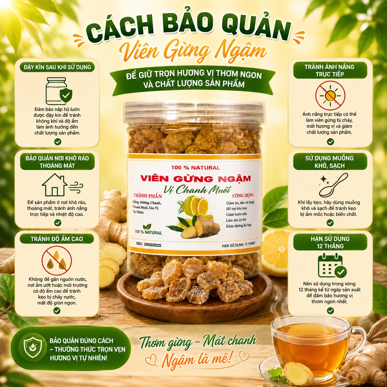 Viên Gừng Ngậm Vị Chanh Muối 300gr