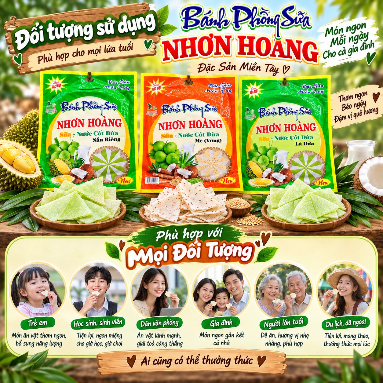 Bánh Phồng Sữa Dừa Nhơn Hoàng - Đặc Sản Miền Tây