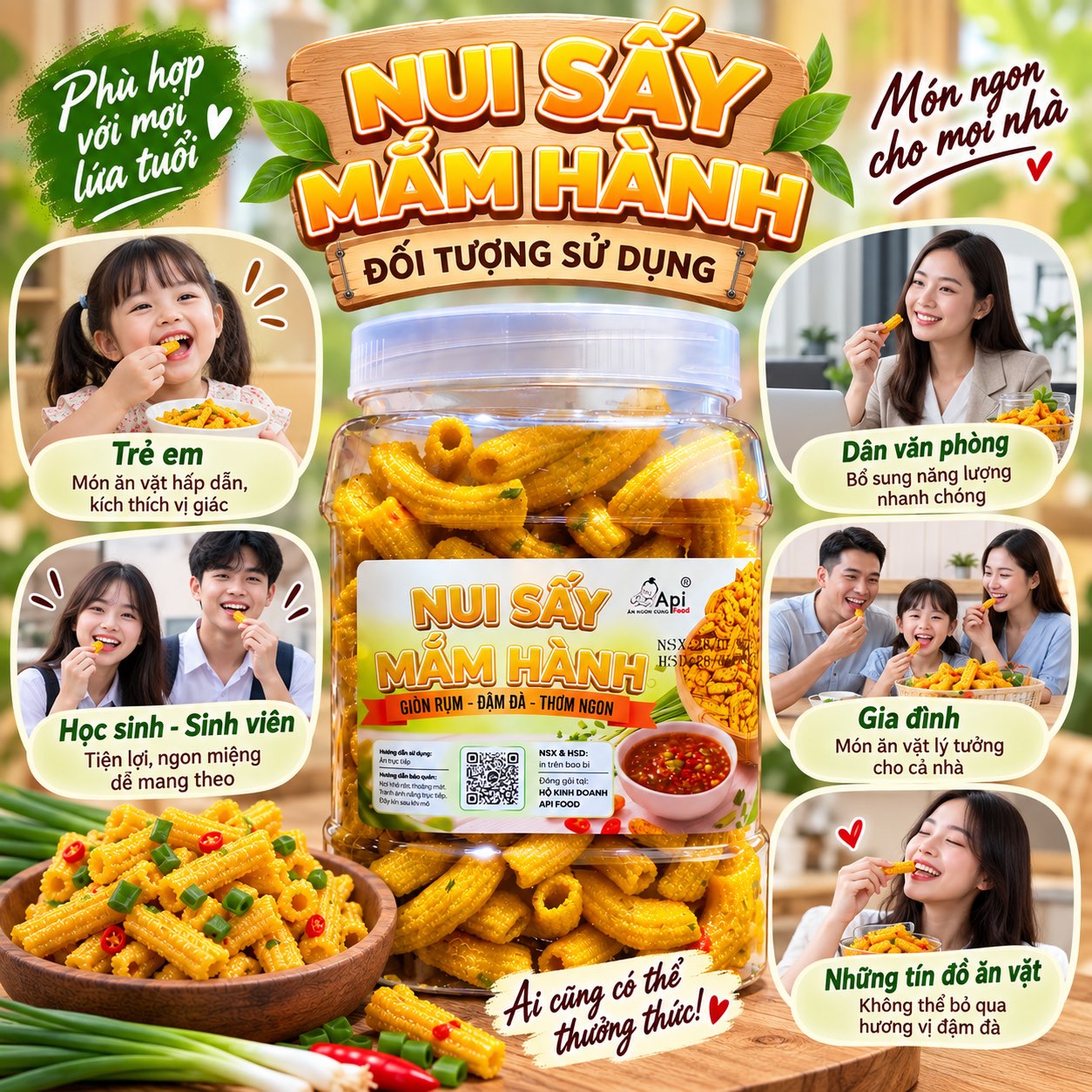 Nui Giòn Sấy Mắm Hành 400gr