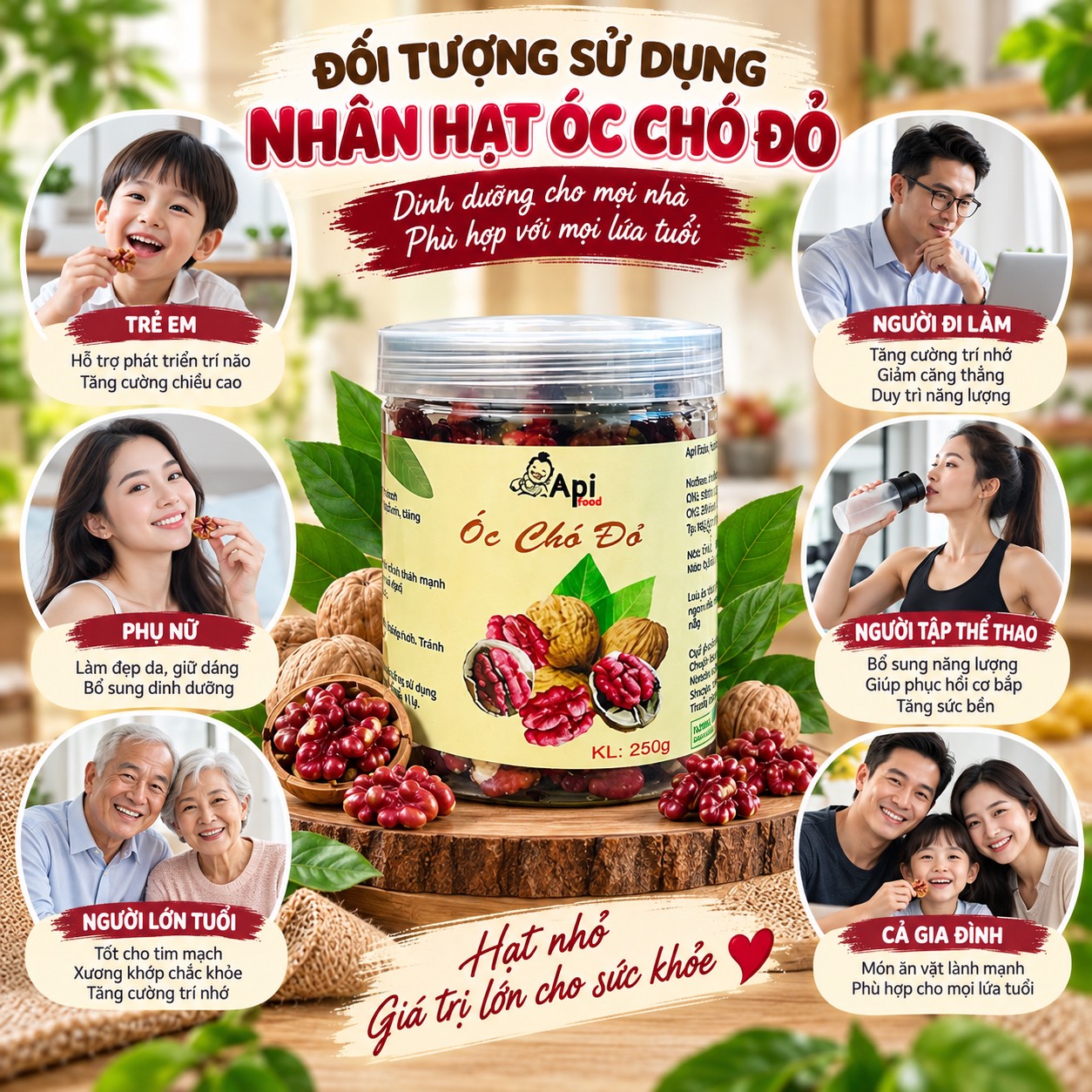 Nhân Hạt Óc Chó Đỏ Tách Vỏ - Hạt Dinh Dưỡng Organic Tốt Cho Sức Khỏe