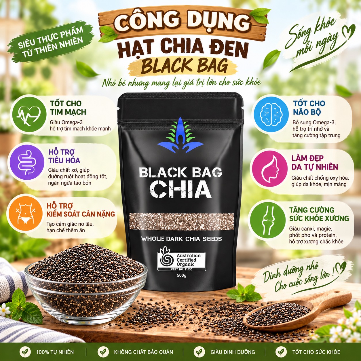 Hạt Chia Đen Hữu Cơ Black Bag 500gr