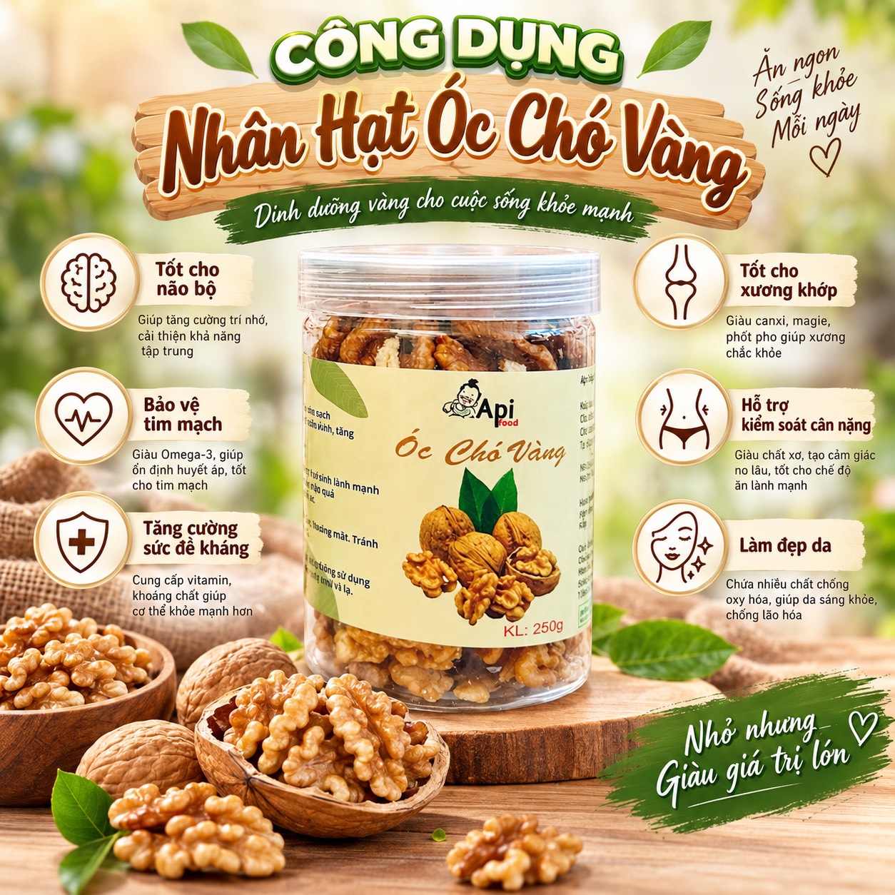 Nhân Hạt Óc Chó Vàng Tách Vỏ - Hạt Dinh Dưỡng Organic Tốt Cho Sức Khỏe
