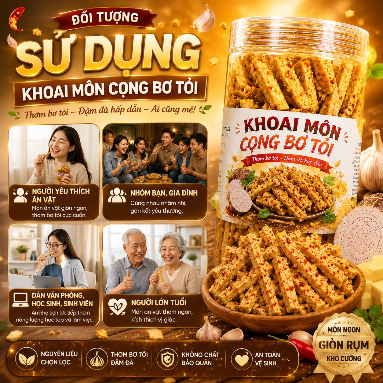 Khoai Môn Cọng Bơ Tỏi 300gr – Giòn Rụm, Thơm Béo, Đậm Đà Khó Cưỡng
