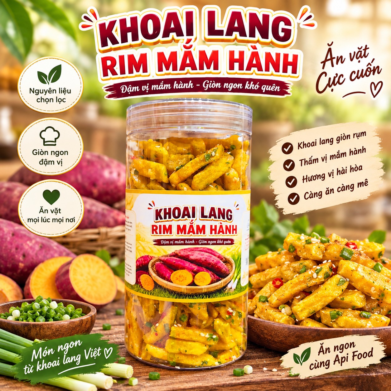 Khoai Lang Que Vàng Sốt Mắm Hành 350gr
