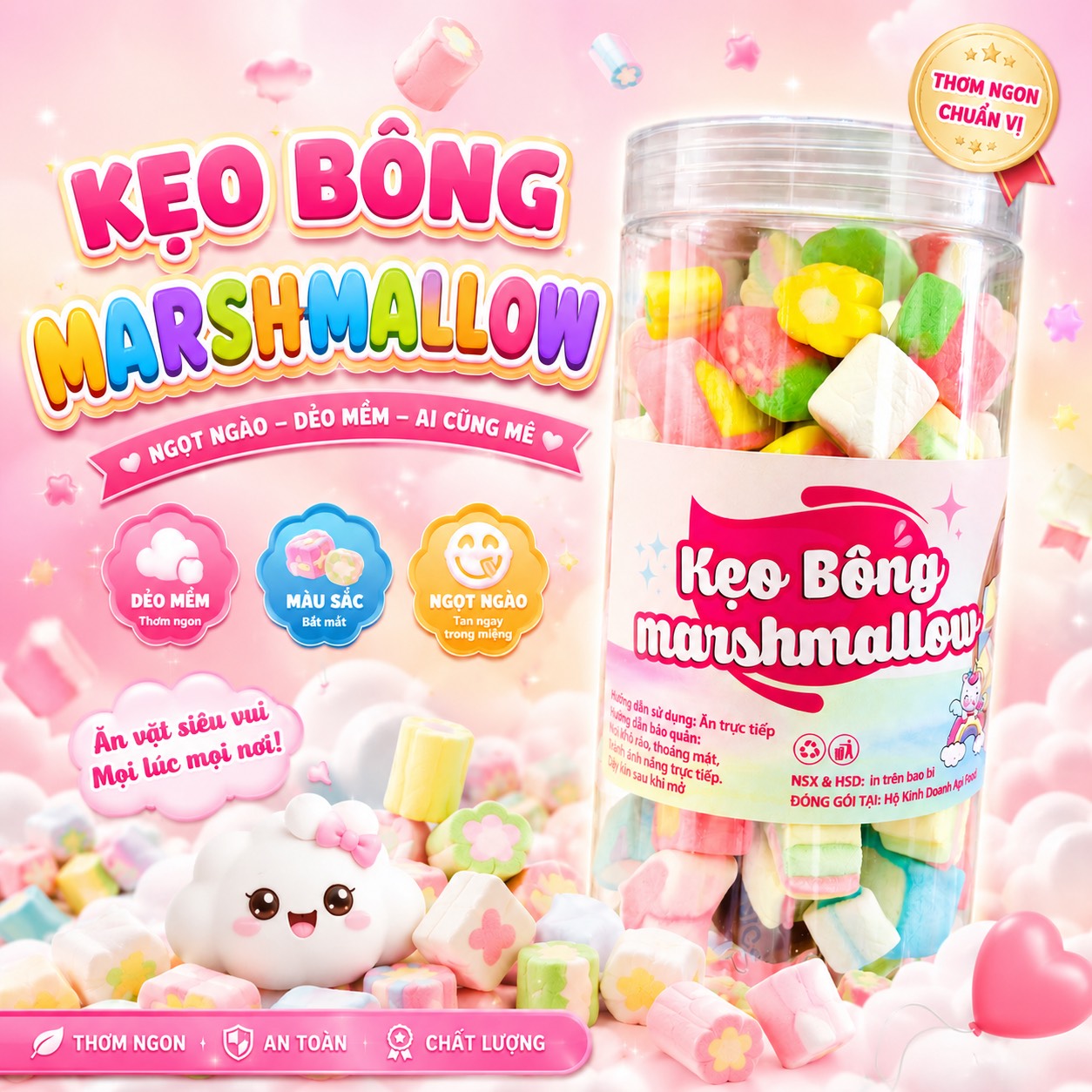 Kẹo Bông Marshmallow 280gr – Món Ăn Vặt Hot Trend Cho Mọi Lứa Tuổi