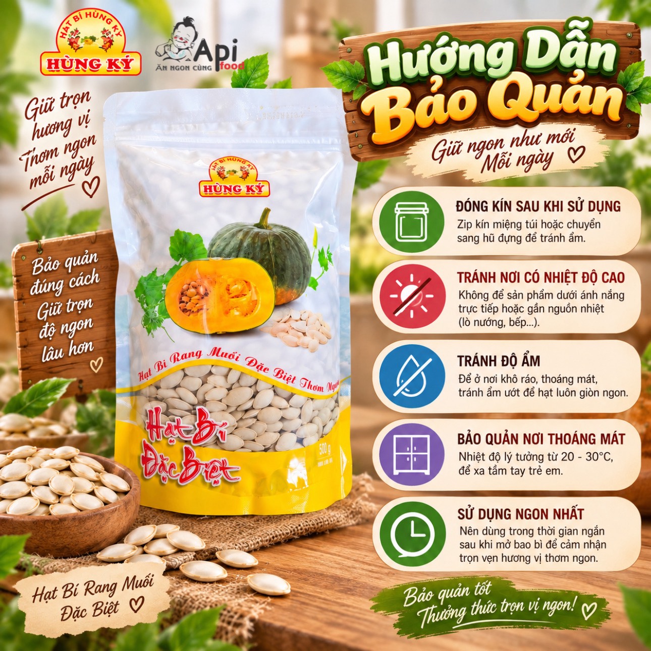 Hạt Bí Rang Muối Hùng Ký 500gr - Thơm Ngơn, Béo Ngậy (Loại Đặc Biệt)